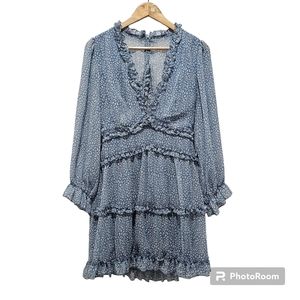 Stylish Blue Ruffle Dress Size M
